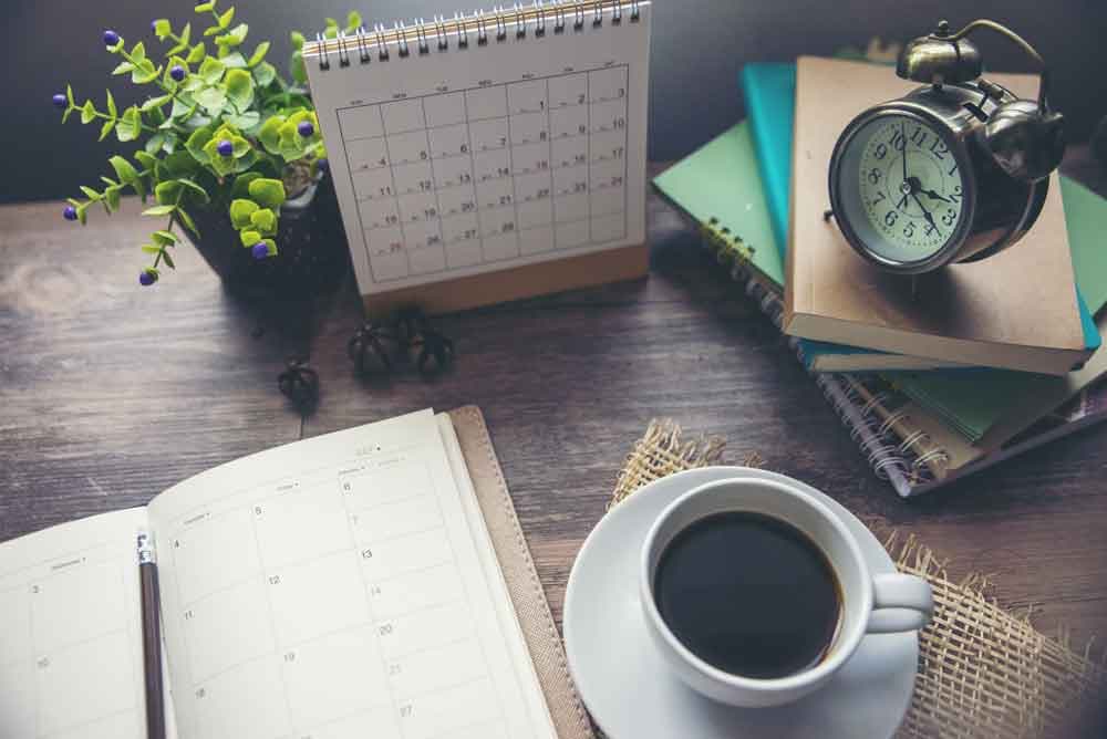 Desk with calendar