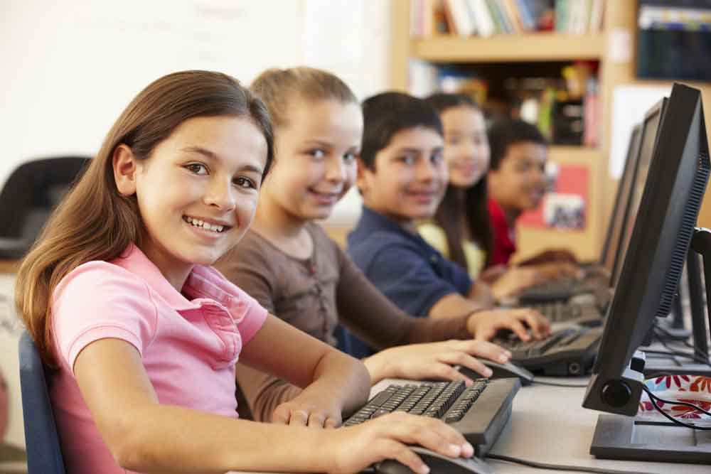 Students using computers