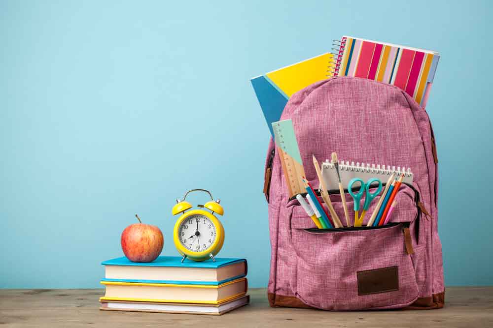 School bag and books