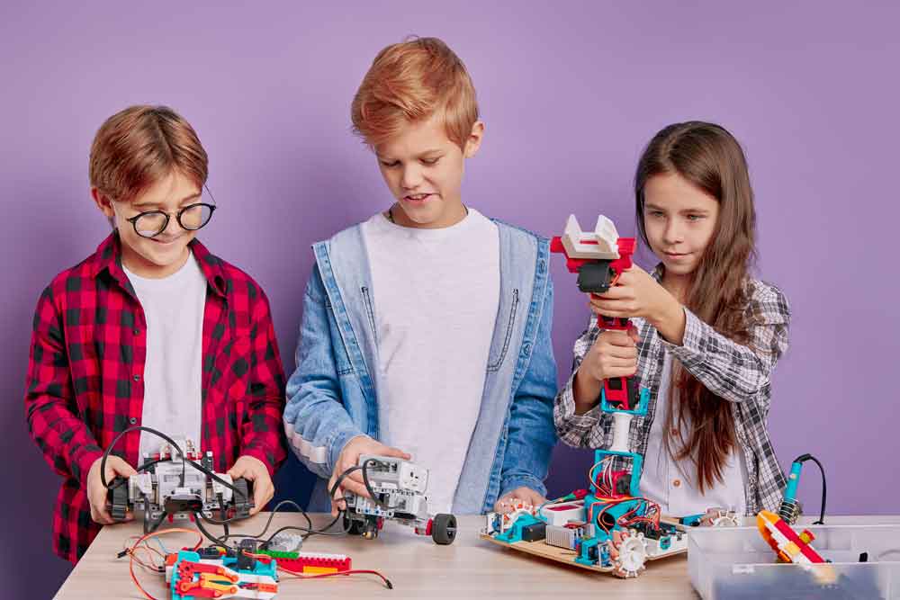Children learning robotics