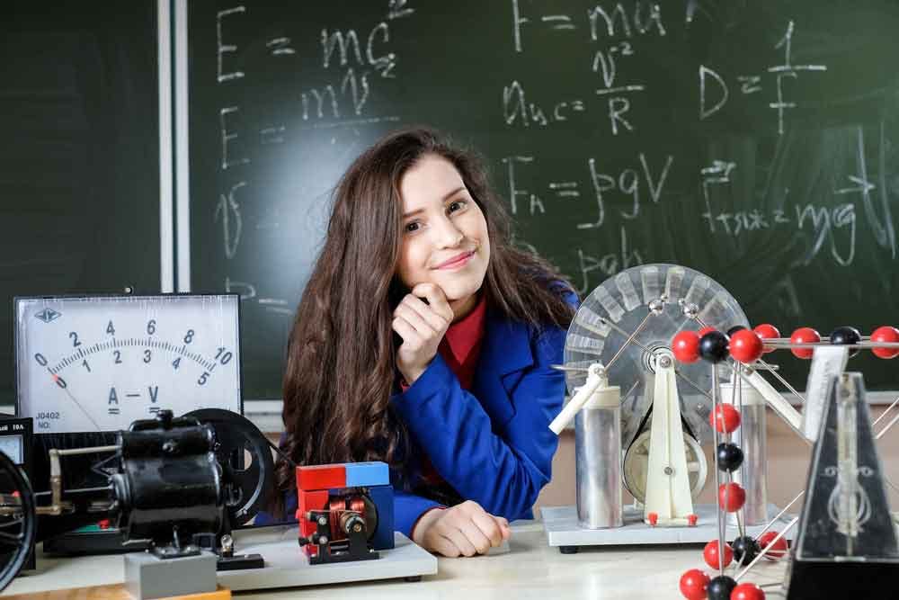 Student in a science lab